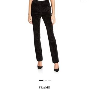 Frame Black Perfect Velvet Snake-Print Flat Front Straight Keg Trousers, Size 4